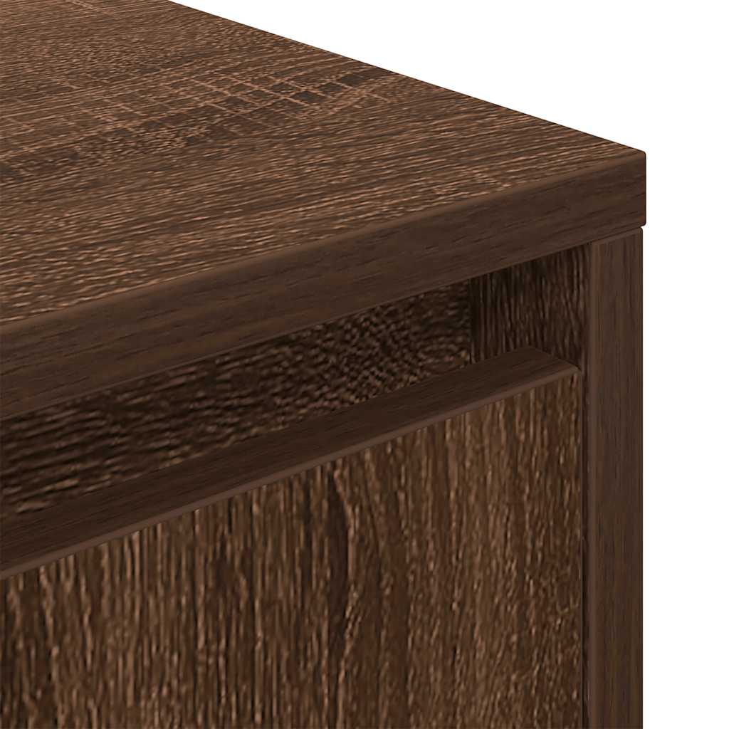 vidaXL Bedside Cabinet with LED Lights Brown Oak 38x34x50 cm