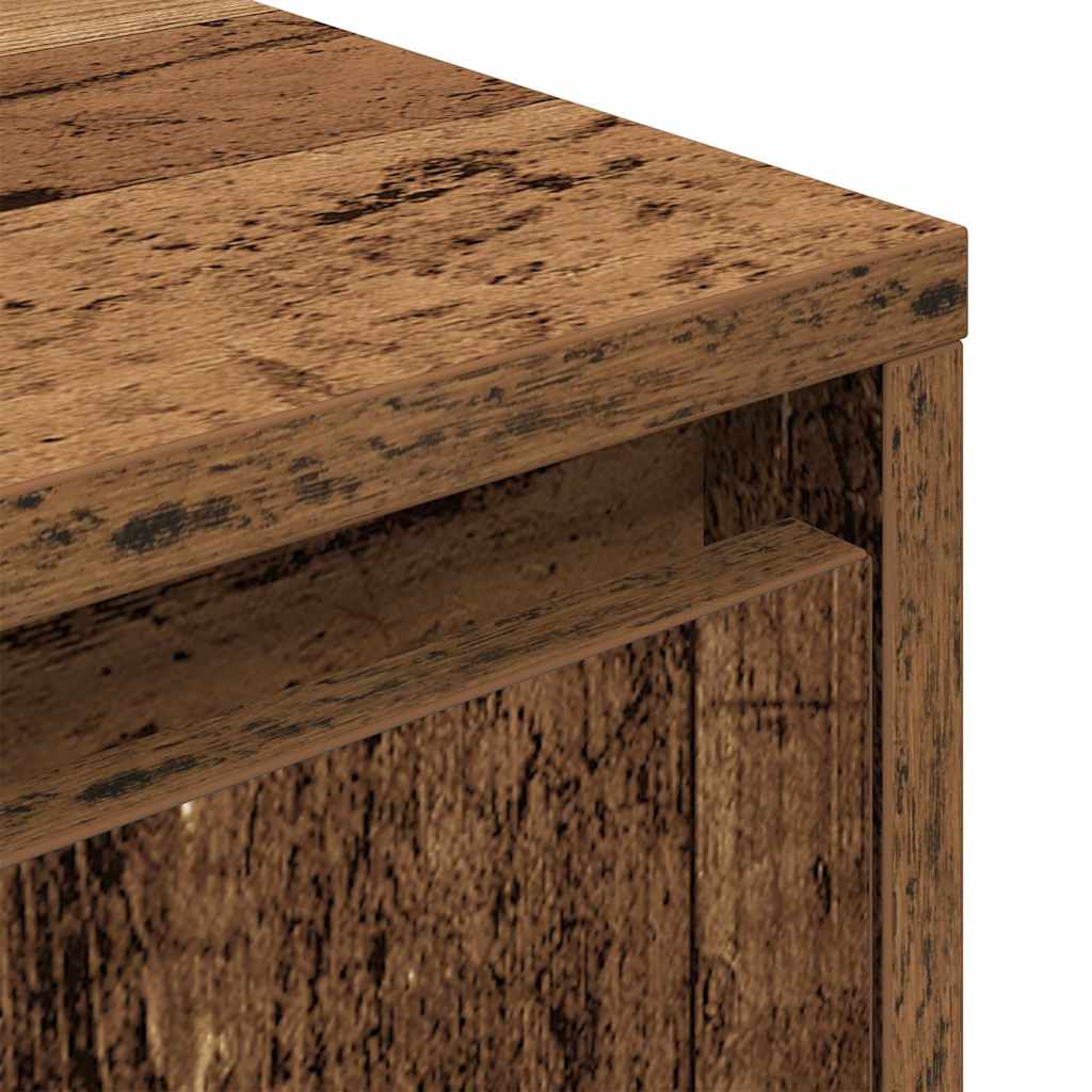 vidaXL Bedside Cabinet with LED Lights Old Wood 38x34x50 cm