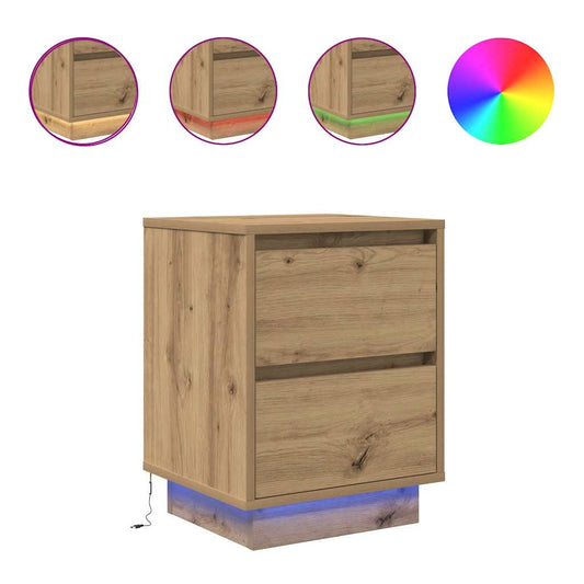 vidaXL Bedside Cabinets with LED Lights 2 pcs Artisan Oak 38x34x50 cm