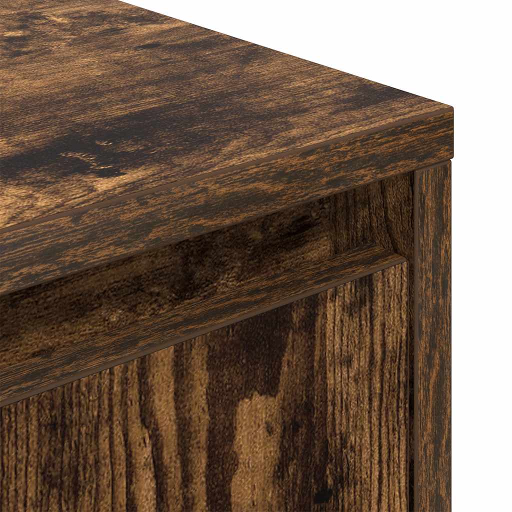 vidaXL Bedside Cabinet with LED Lights Smoked Oak 38x34x65 cm