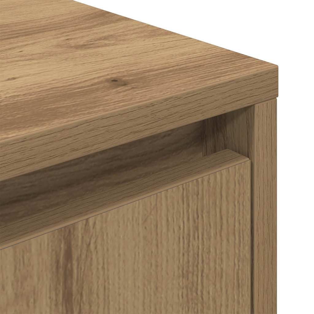 vidaXL Bedside Cabinet with LED Lights Artisan Oak 38x34x65 cm