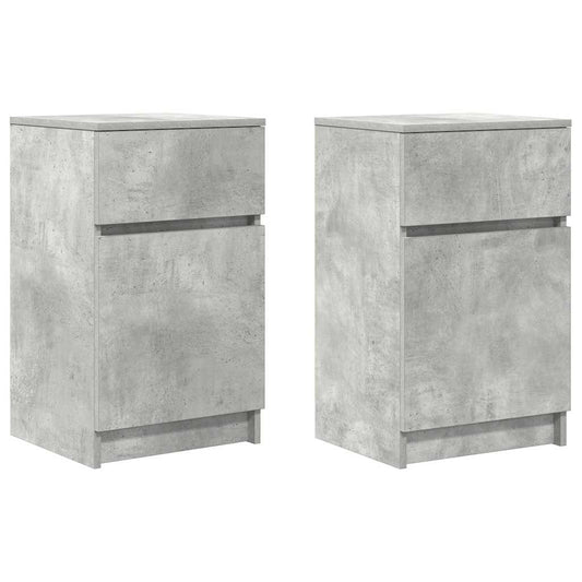 vidaXL Bedside Cabinets 2 pcs Concrete Grey 39x35x65cm Engineered Wood