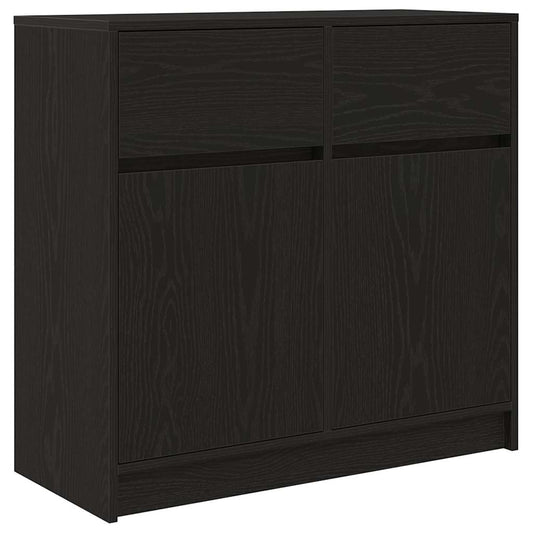 vidaXL Sideboard with Drawer Black Oak 80x34x76 cm Engineered Wood