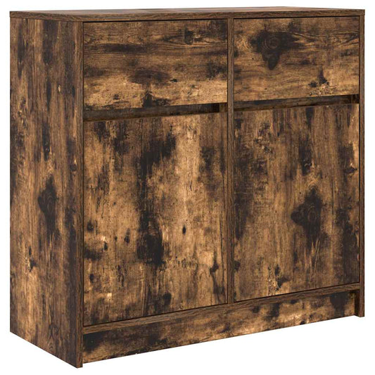 vidaXL Sideboard with Drawer Smoked Oak 80x34x76 cm Engineered Wood