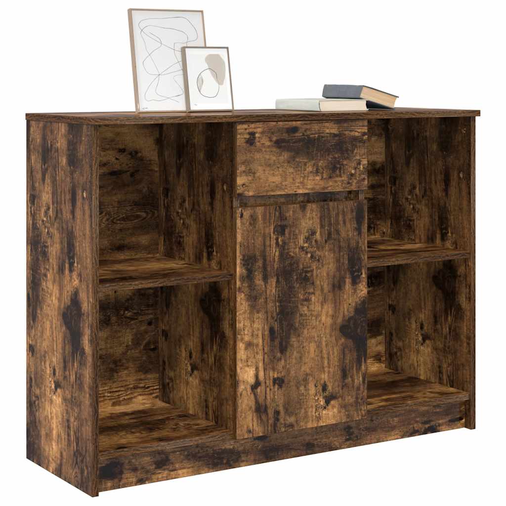 vidaXL Sideboard with Drawer Smoked Oak 101x35x76 cm Engineered Wood