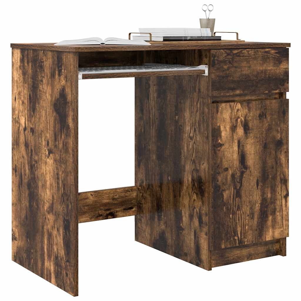 vidaXL Desk Smoked Oak 86x49x76 cm Engineered Wood