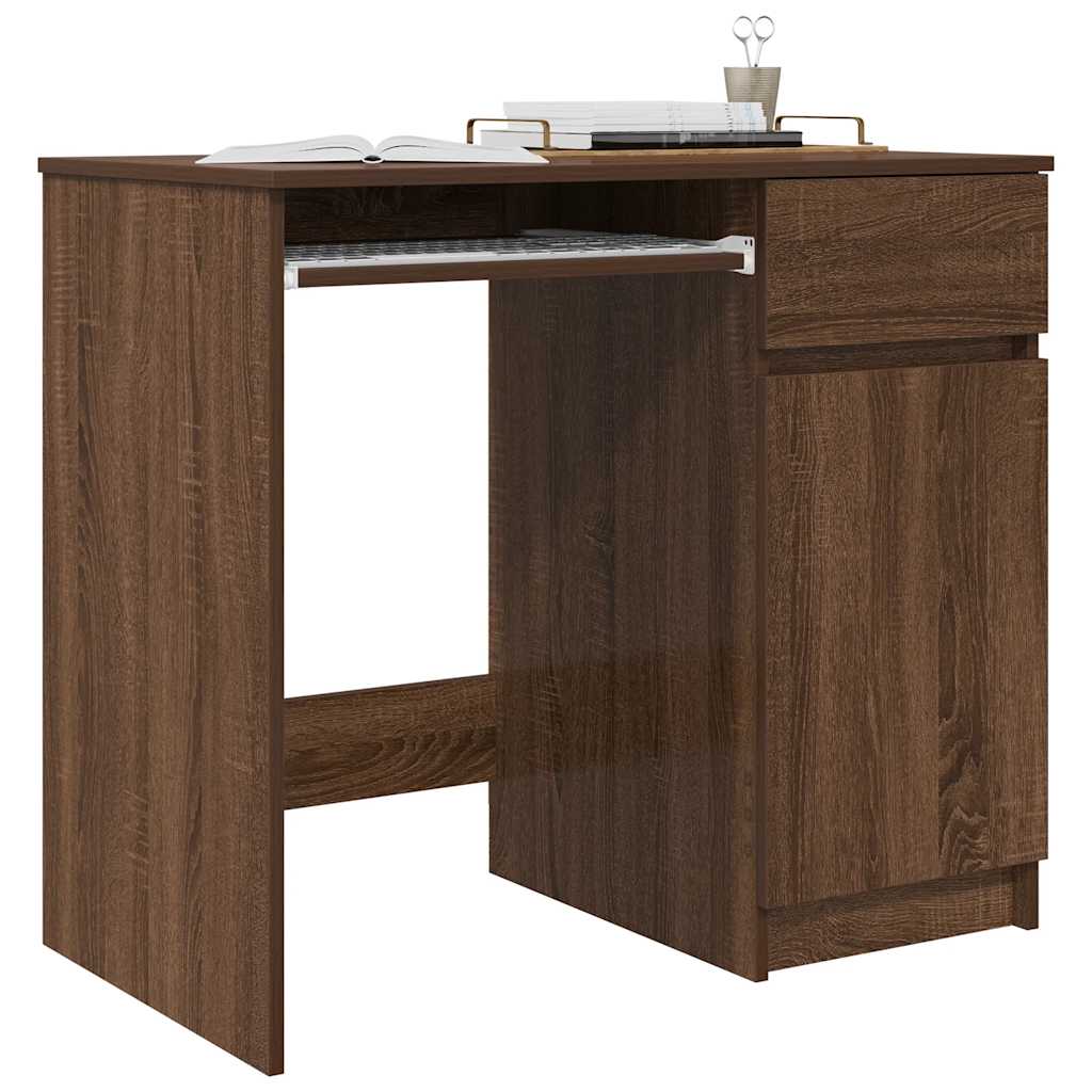 vidaXL Desk Brown Oak 86x49x76 cm Engineered Wood