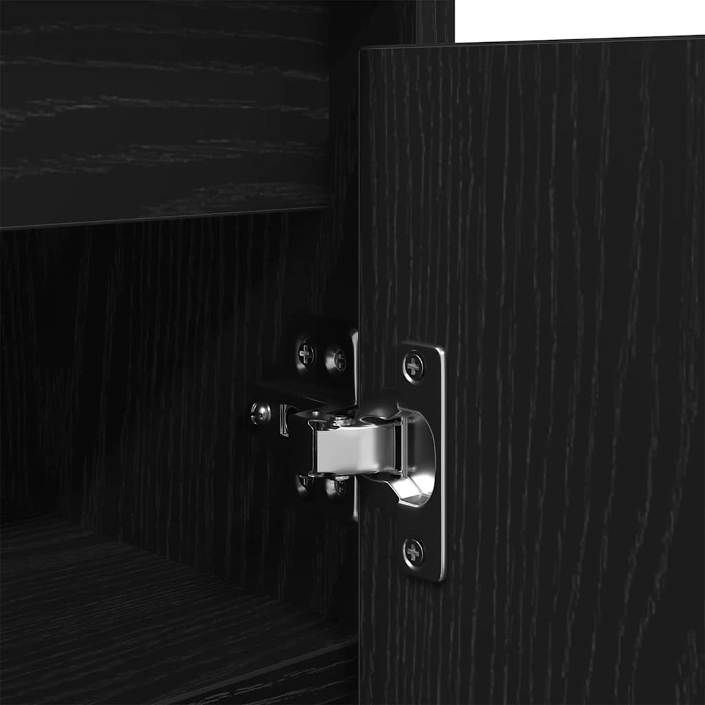 vidaXL Shoe Cabinet Black Oak 29,5x34x76 cm Engineered Wood