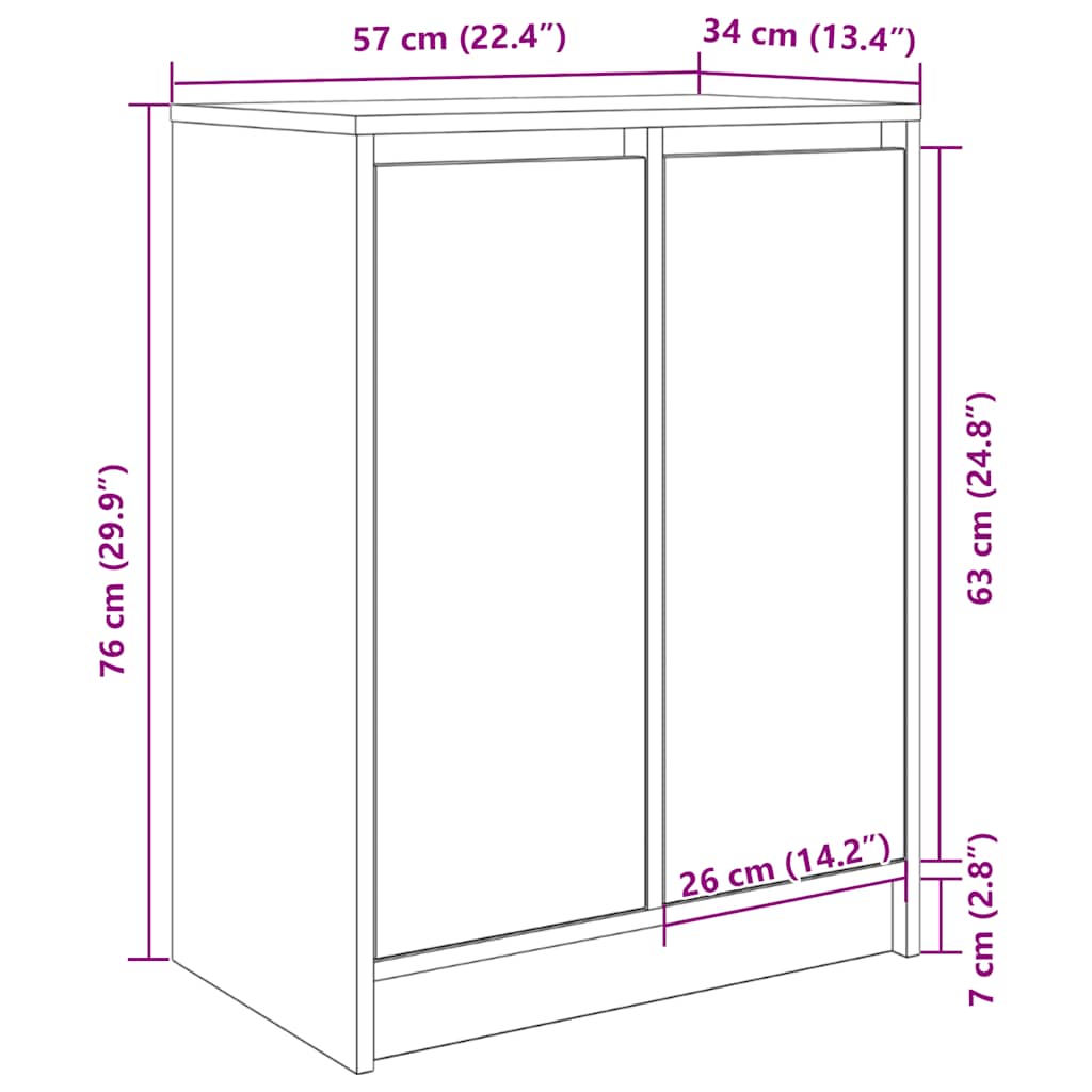 vidaXL Shoe Cabinet Brown Oak 57x34x76 cm Engineered Wood