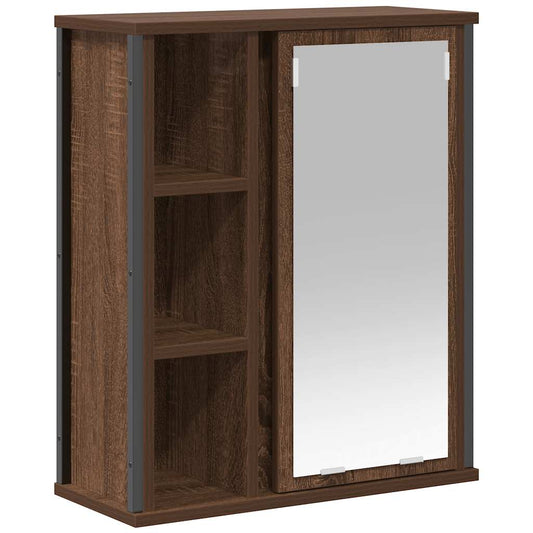 vidaXL Bathroom Wall Cabinet with Mirror Brown Oak 50x21x60 cm