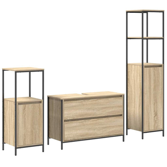 vidaXL Bathroom Furniture Set 3 pcs Sonoma Oak 90 x 34.5 x 60 cm