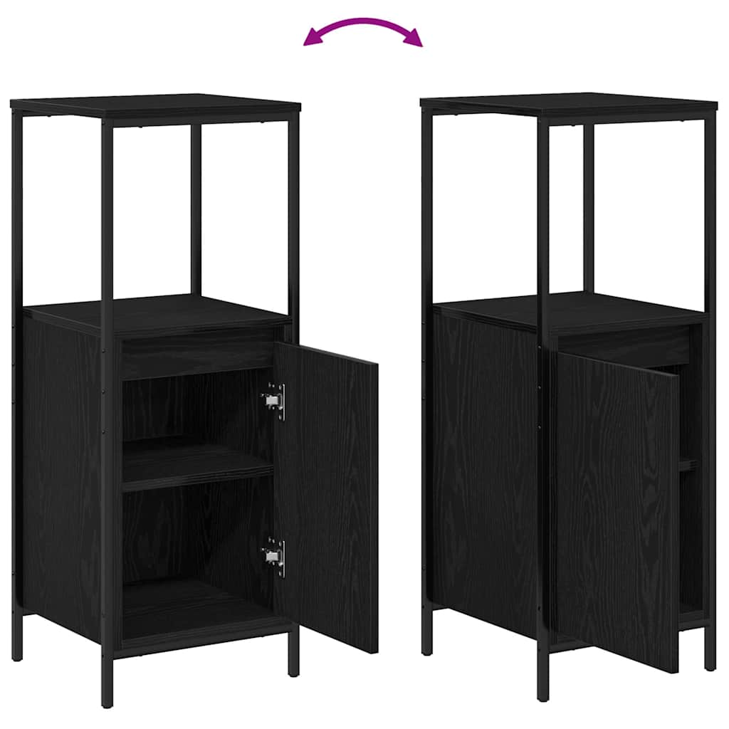 vidaXL Bathroom Furniture Set with Shelf 5 pcs Black Engineered wood