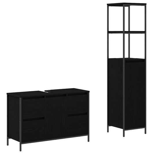 vidaXL Bathroom Furniture Set 2 pcs Black Oak 36 x 35 x 165 cm