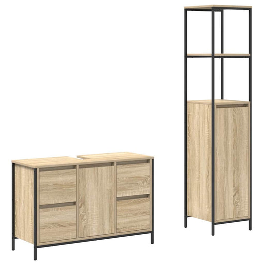 vidaXL Bathroom Furniture Set with Drawer 2 pcs Sonoma Oak and Black
