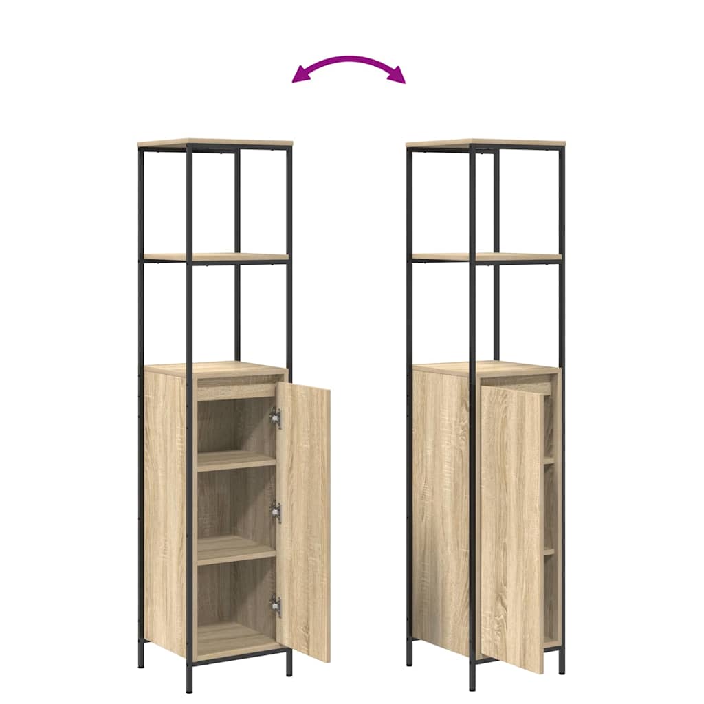 vidaXL Bathroom Furniture Set with Drawer 3 pcs Sonoma oak and Black