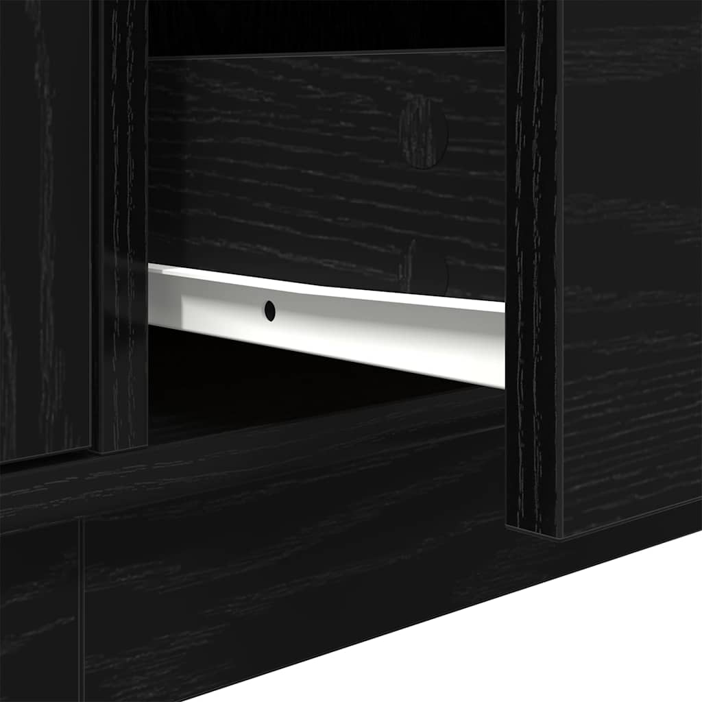 vidaXL TV Cabinet with LED Lights Black Oak 160,5x41x50 cm