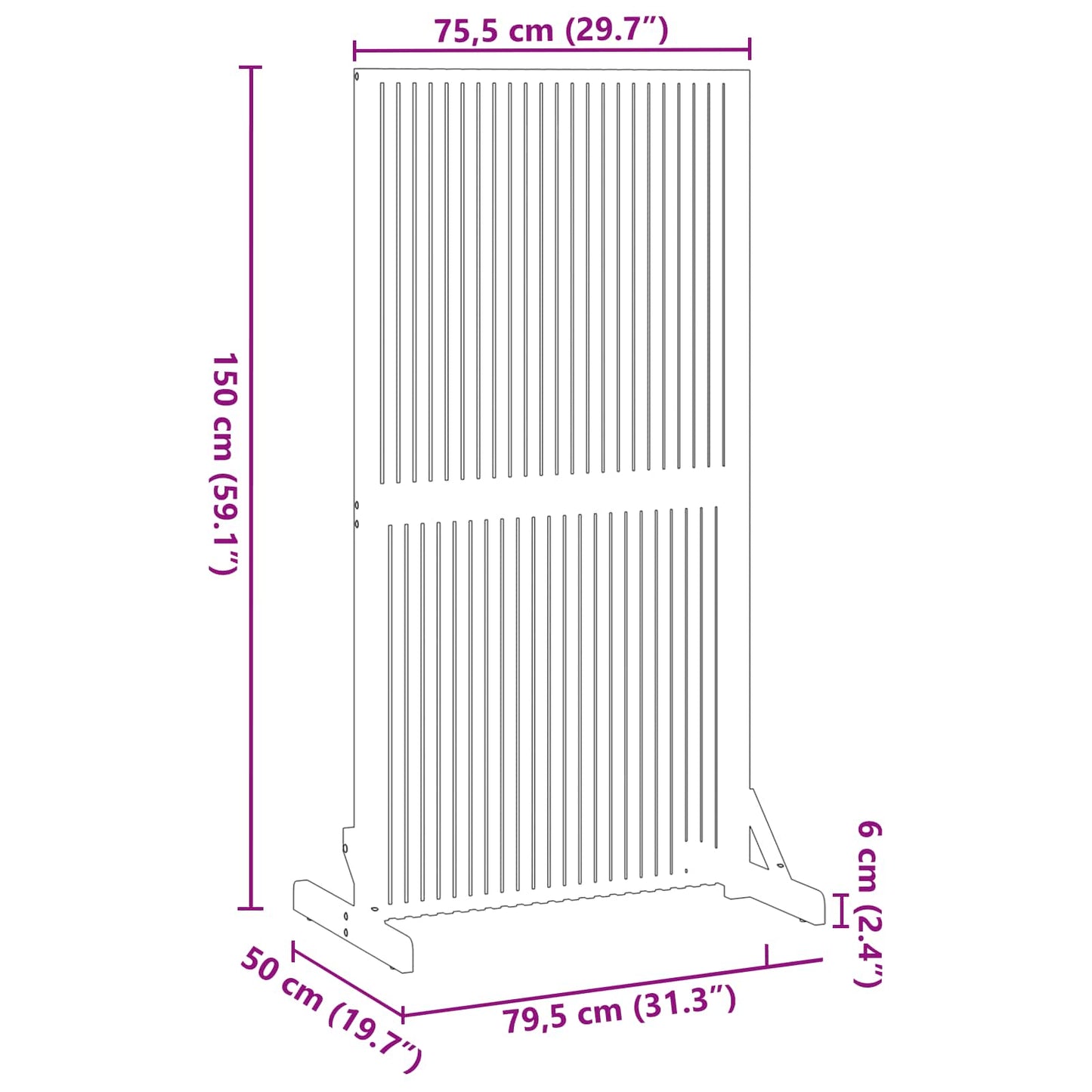 vidaXL Privacy Screen Brown 79.5 x 50 x 150 cm Solid Acacia Wood