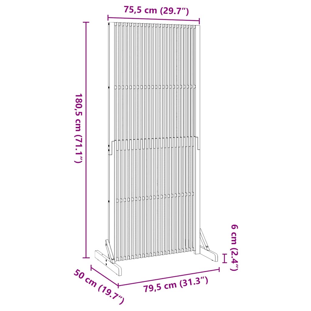 vidaXL Privacy Screen Indoor/Outdoor 180,5 cm Solid Acacia Wood