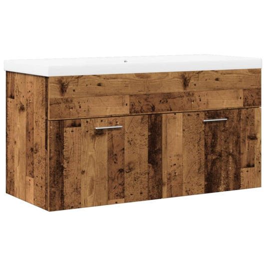 vidaXL Bathroom Sink Cabinet with Built-in Basin Old Wood