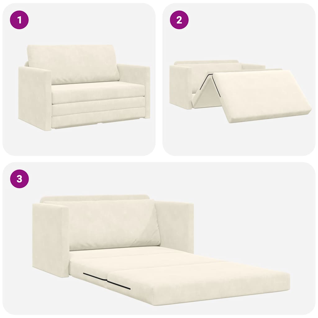 vidaXL Sofa Bed Cream 124 x 204 x 61 cm Velvet