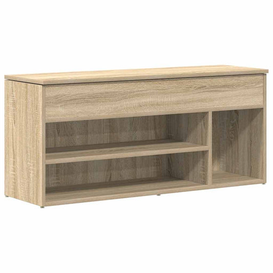 vidaXL Shoe Bench Sonoma Oak 102x30,5x45 cm Engineered Wood