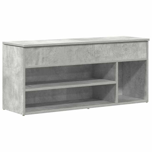 vidaXL Shoe Bench Concrete Grey 102x30,5x45 cm Engineered Wood