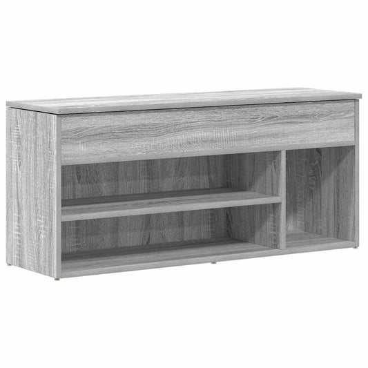vidaXL Shoe Bench Grey Sonoma 102x30,5x45 cm Engineered Wood