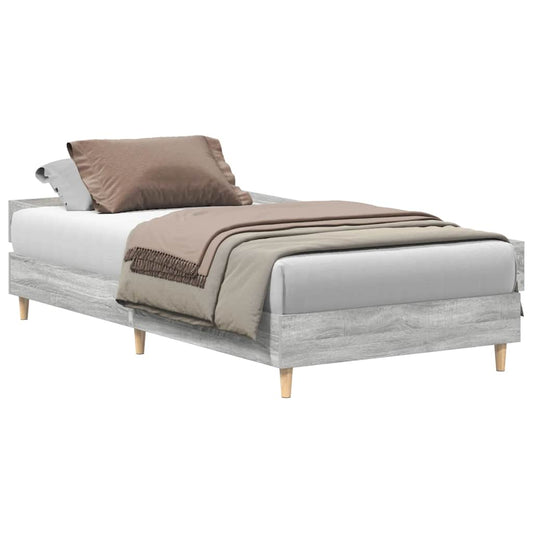 vidaXL Bed Frame No Mattress Grey Sonoma 100x200 cm Engineered Wood