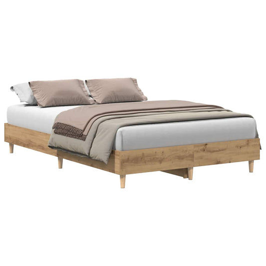 vidaXL Bed Frame No Mattress Artisan Oak 135x190 cm Double Engineered Wood