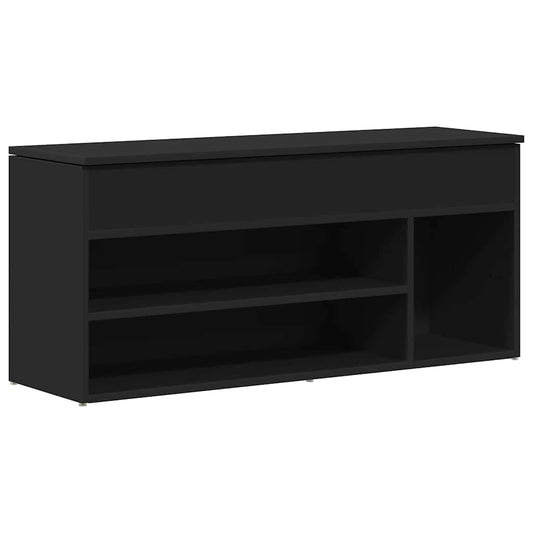 vidaXL Shoe Bench Black 102x30,5x45 cm Engineered Wood