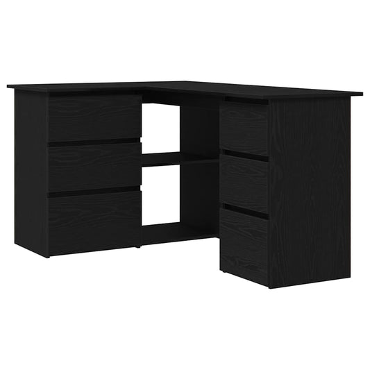 vidaXL Desk with Drawer Black Oak 145 x 100 x 76 cm Engineered Wood
