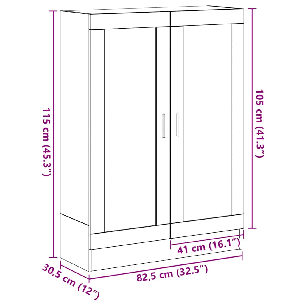 vidaXL Book Cabinet Black Oak 82,5x30,5x115 cm Engineered Wood