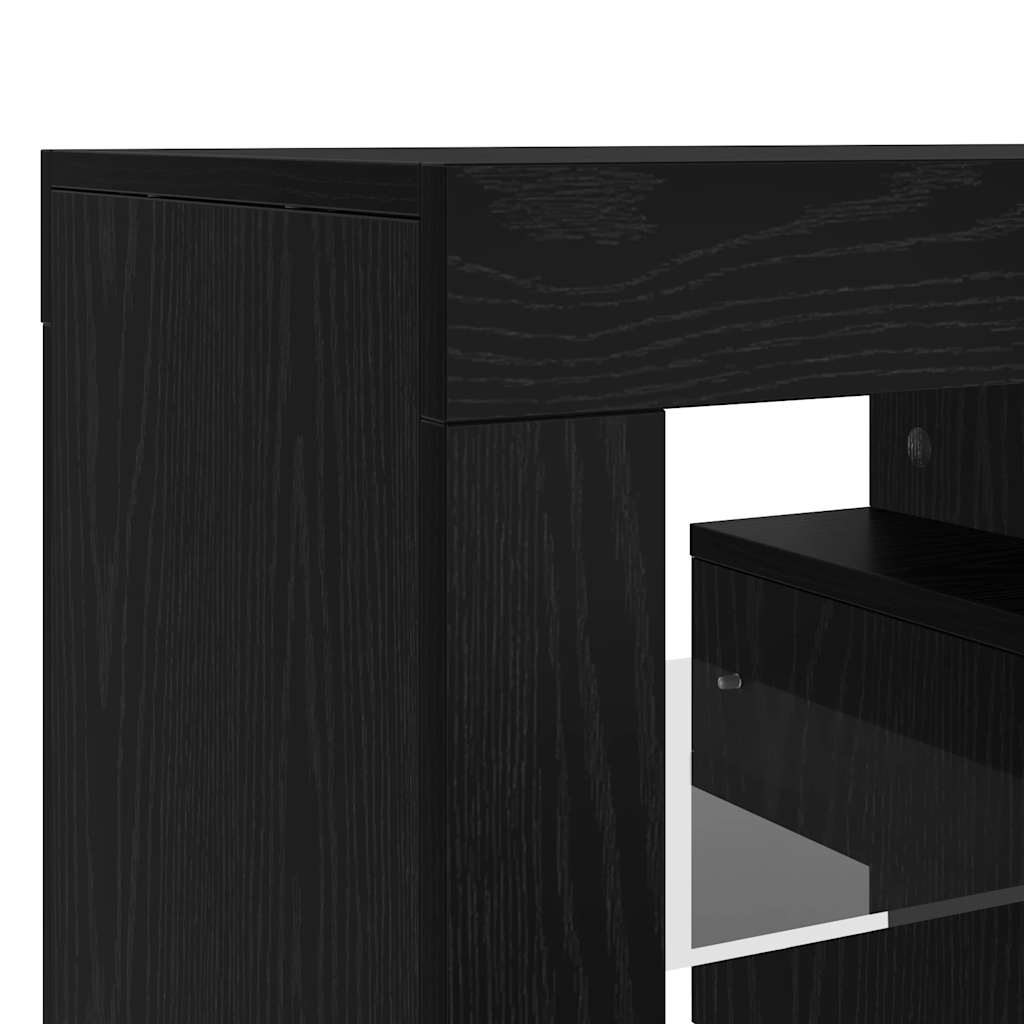 vidaXL TV Cabinet with LED Lights Black Oak 140x36.5x40 cm Engineered Wood