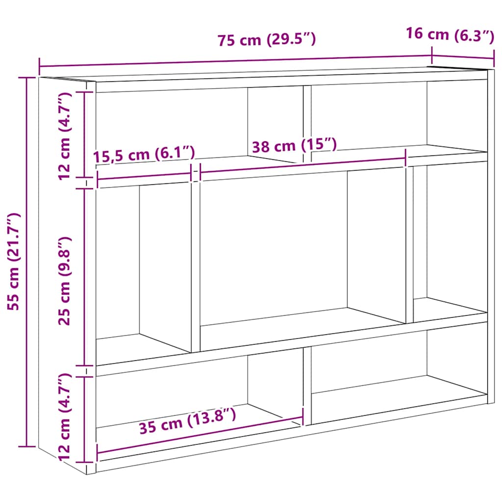 vidaXL Wall Shelf Artisan Oak 75x16x55 cm Engineered Wood