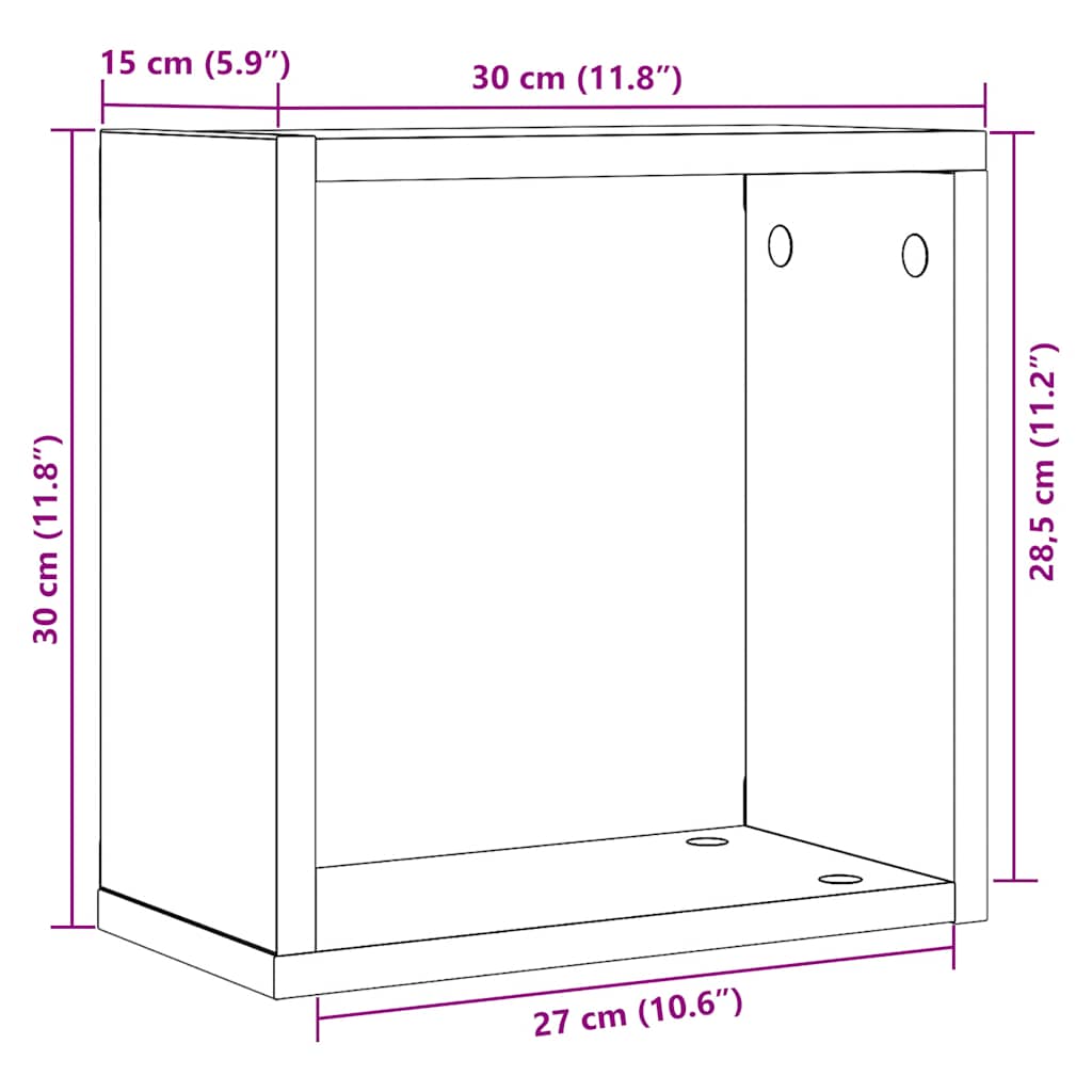 vidaXL Wall Cube Shelves 6 pcs Black Oak 30x15x30 cm Engineered Wood
