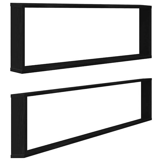 vidaXL Wall Cube Shelves 2 pcs Black Oak 100x15x30 cm Engineered Wood