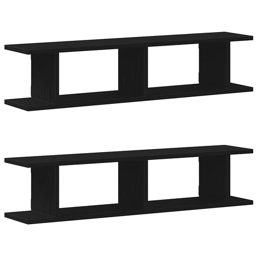 vidaXL Wall Shelves 2 pcs Black Oak 90x18x20 cm Engineered Wood