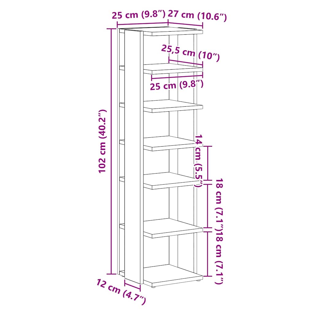 vidaXL Shoe Cabinets 2 pcs Black Oak 25x27x102 cm Engineered Wood