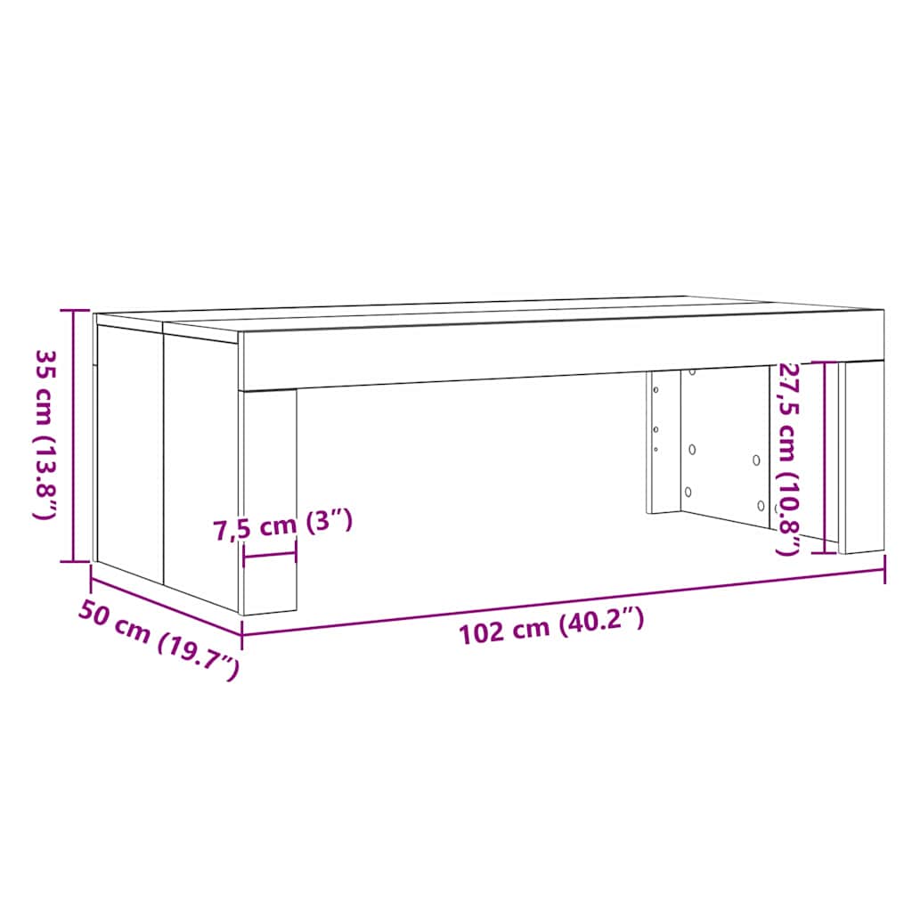 vidaXL Coffee Table Black Oak 102 x 50 x 35 cm Engineered Wood