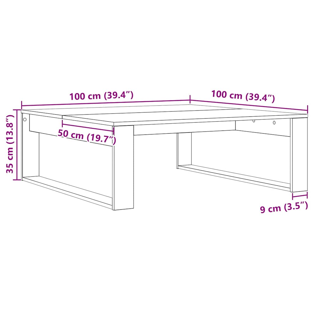 vidaXL Coffee Table Black Oak 100 x 100 x 35 cm Engineered Wood