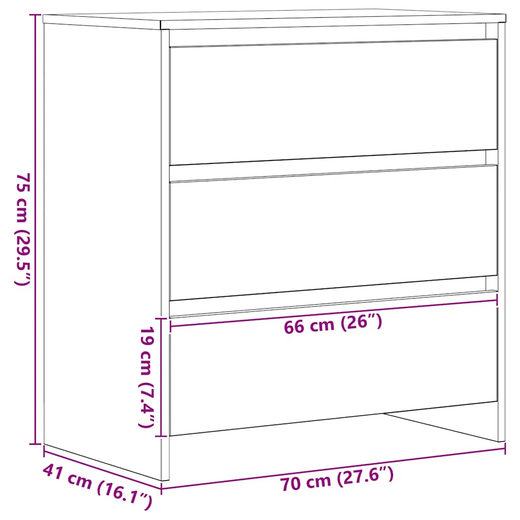 vidaXL Sideboard Black Oak 70x41x75 cm Engineered Wood