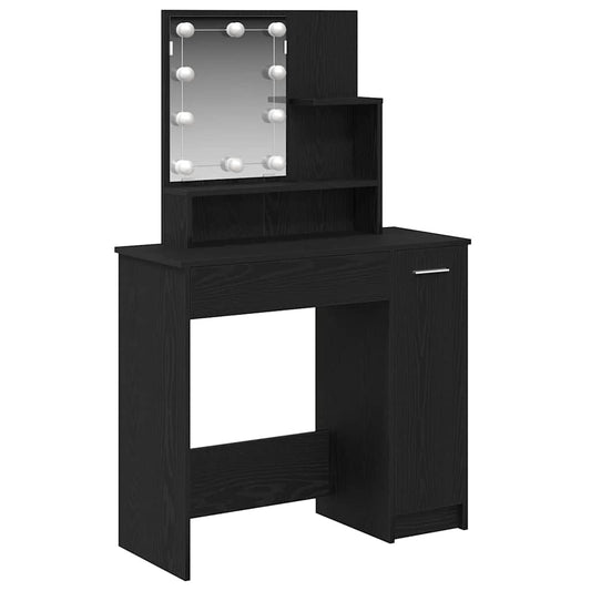 vidaXL Dressing Table Black Oak 86.5 x 35 x 136 cm Engineered Wood