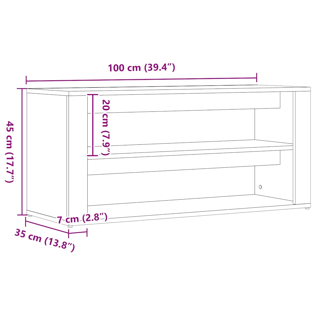vidaXL Shoe Bench Black Oak 100x35x45 cm Engineered Wood