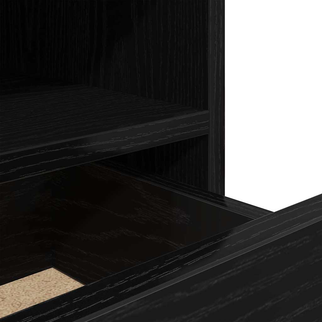vidaXL Bedside Cabinet with Drawer 2 pcs Black Oak 40 x 39 x 48.5 cm