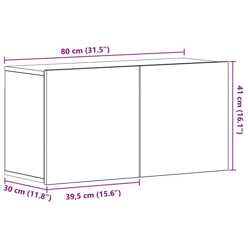 vidaXL TV Cabinet Black Oak 80x30x41 cm Engineered Wood