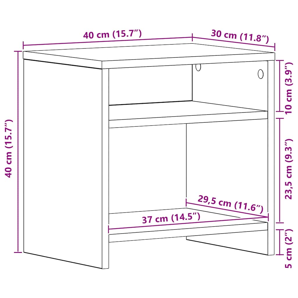 vidaXL Bedside Cabinets 2 pcs Black Oak 40x30x40 cm Engineered Wood