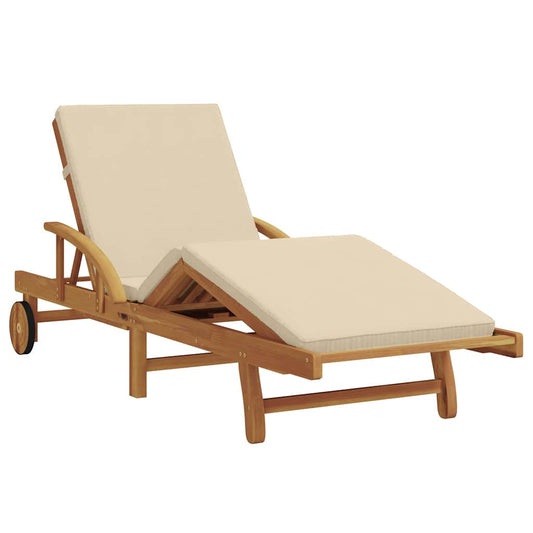vidaXL Sun Lounger Solid Acacia Wood Beige