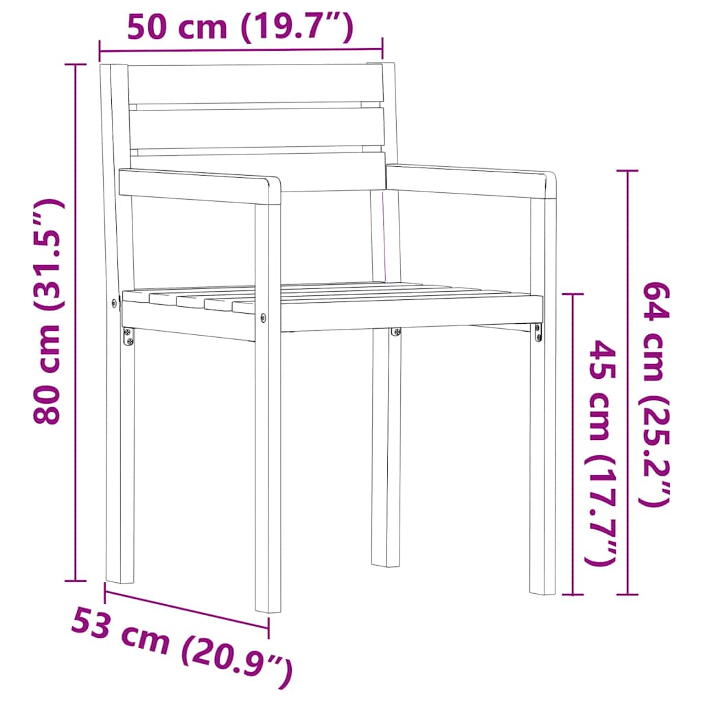 vidaXL Garden Chairs 2 pcs 50x53x80 cm Solid Wood Acacia