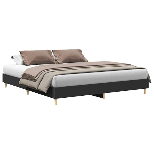 vidaXL Bed Frame No Mattress Black 200x200 cm Engineered Wood