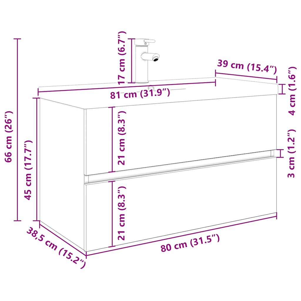 vidaXL Sink Cabinet with Built-in Basin and Faucet Artisan Oak